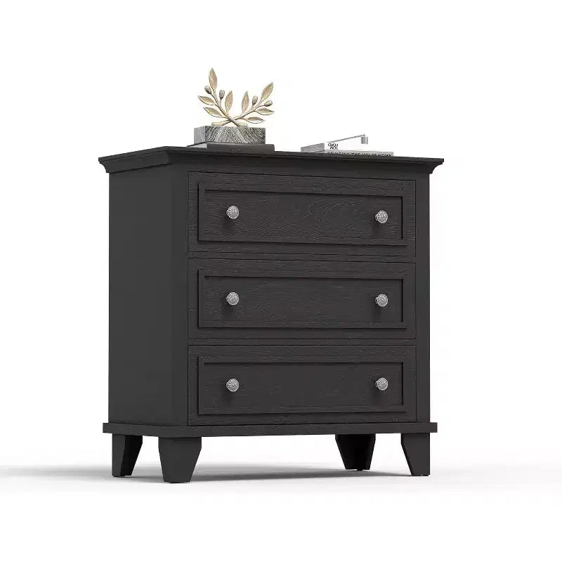 Commode moderne à 3 tiroirs, meuble de rangement en bois avec élégantes poignées métalliques, commode compacte pour chambre à coucher, salon, entrée, couloir