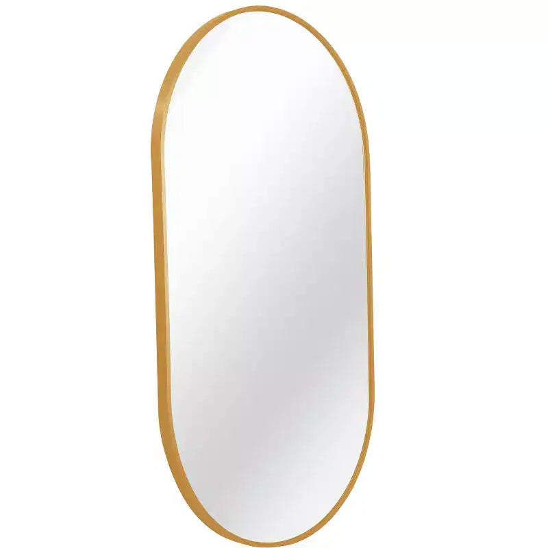 Miroir ovale mural encadré en alliage d'aluminium noir de 20 x 33 pouces pour meuble-lavabo de salle de bain