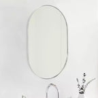 Miroir ovale mural encadré en alliage d'aluminium noir de 20 x 33 pouces pour meuble-lavabo de salle de bain