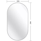 Miroir ovale mural encadré en alliage d'aluminium noir de 20 x 33 pouces pour meuble-lavabo de salle de bain