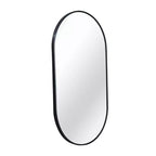 Miroir ovale mural encadré en alliage d'aluminium noir de 20 x 33 pouces pour meuble-lavabo de salle de bain