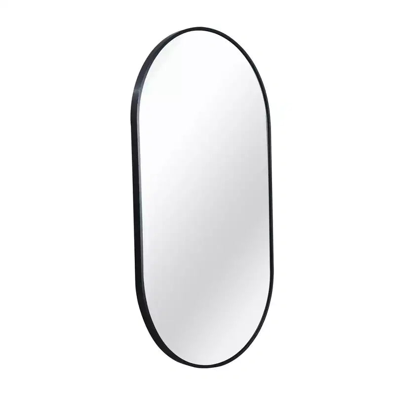 Miroir ovale mural encadré en alliage d'aluminium noir de 20 x 33 pouces pour meuble-lavabo de salle de bain