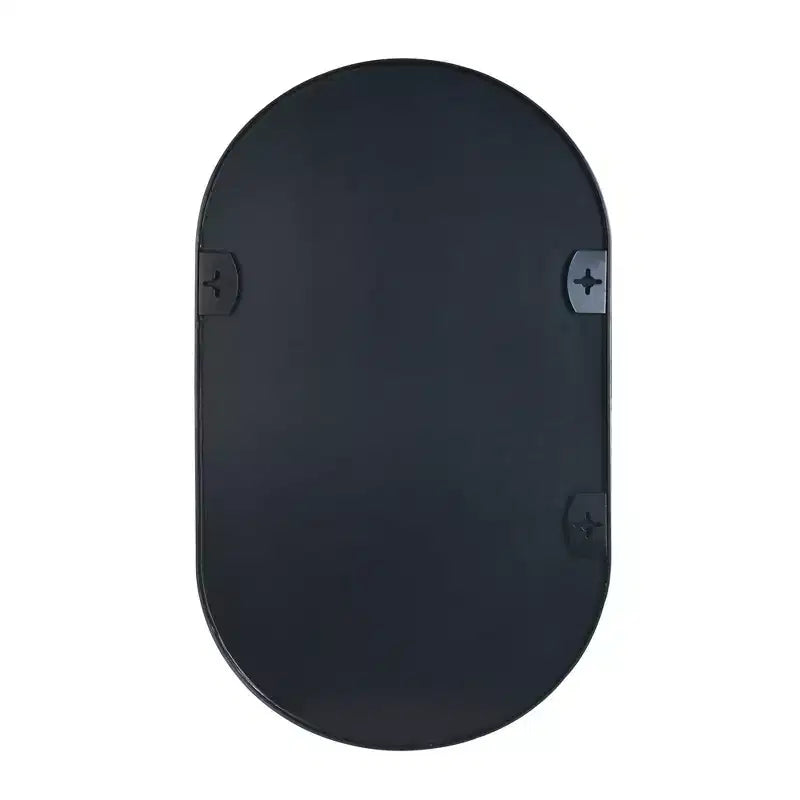 Miroir ovale mural encadré en alliage d'aluminium noir de 20 x 33 pouces pour meuble-lavabo de salle de bain