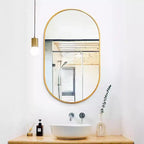 Miroir ovale mural encadré en alliage d'aluminium noir de 20 x 33 pouces pour meuble-lavabo de salle de bain