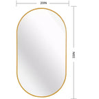 Miroir ovale mural encadré en alliage d'aluminium noir de 20 x 33 pouces pour meuble-lavabo de salle de bain