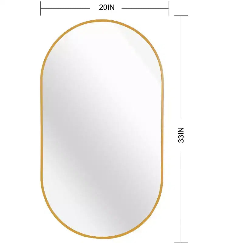 Miroir ovale mural encadré en alliage d'aluminium noir de 20 x 33 pouces pour meuble-lavabo de salle de bain