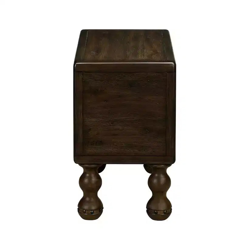 Table d'appoint rectangulaire vintage Okak avec tiroir, table d'appoint avec pieds et surface en bois, table d'appoint étroite pour petits espaces, salon