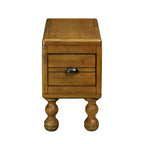Table d'appoint rectangulaire vintage Okak avec tiroir, table d'appoint avec pieds et surface en bois, table d'appoint étroite pour petits espaces, salon