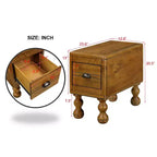 Table d'appoint rectangulaire vintage Okak avec tiroir, table d'appoint avec pieds et surface en bois, table d'appoint étroite pour petits espaces, salon