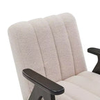 Fauteuil d'appoint moderne Homy Casa avec tissu bouclé touffeté et cadre en bois, beige