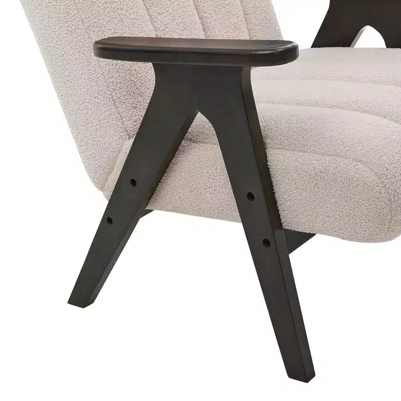 Fauteuil d'appoint moderne Homy Casa avec tissu bouclé touffeté et cadre en bois, beige