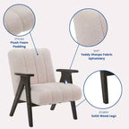 Fauteuil d'appoint moderne Homy Casa avec tissu bouclé touffeté et cadre en bois, beige