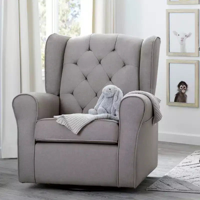 Delta Children Emma Pouf ottoman à losanges touffetés, Gris français