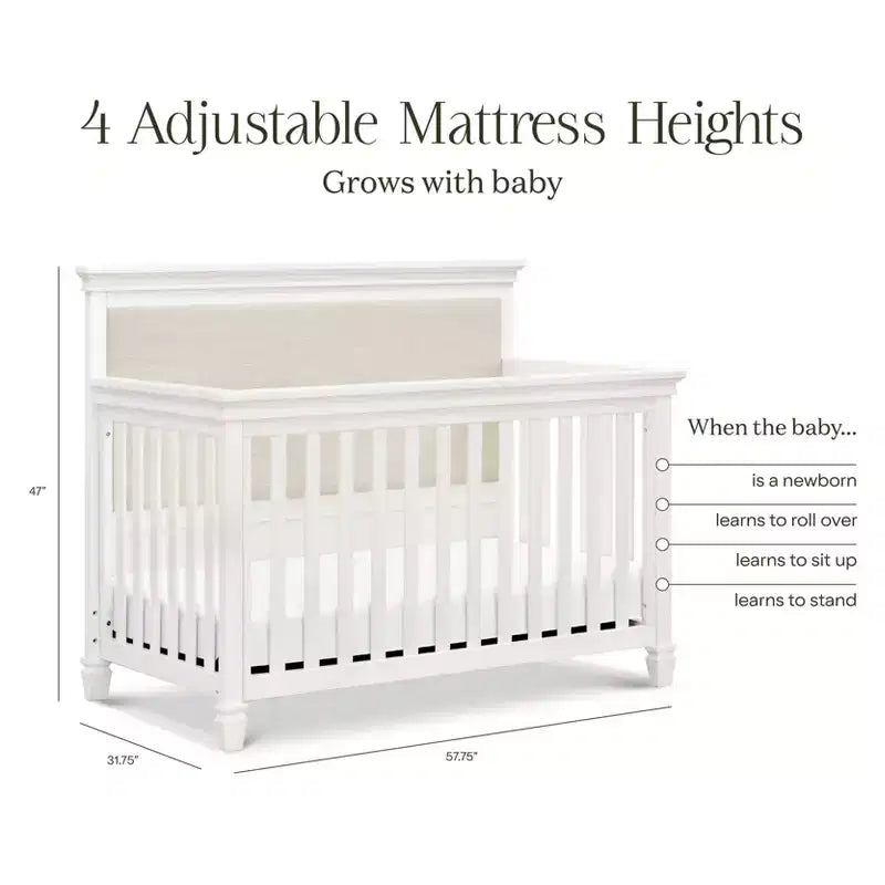 Lit de bébé évolutif 4-en-1 Namesake Darlington – Blanc chaud