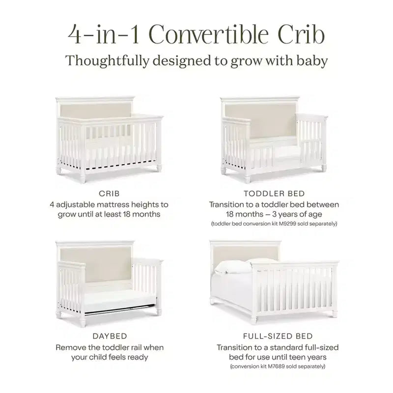 Lit de bébé évolutif 4-en-1 Namesake Darlington – Blanc chaud