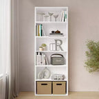 Homez Étagère bibliothèque 6 tablettes de 63,23 po de haut en bois avec tablettes réglables