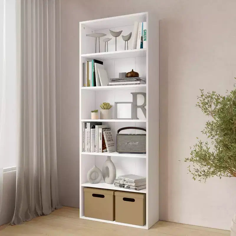 Homez Étagère bibliothèque 6 tablettes de 63,23 po de haut en bois avec tablettes réglables