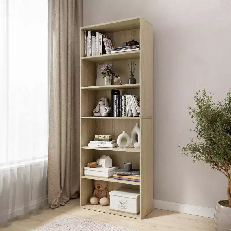 Homez Étagère bibliothèque 6 tablettes de 63,23 po de haut en bois avec tablettes réglables