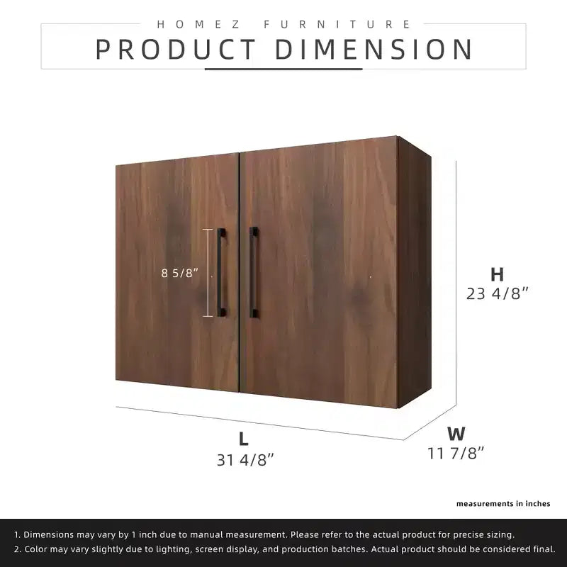 Meuble haut de cuisine Homez de 31,49 po (L) x 11,81 po (P) x 23,62 po (H) en noyer avec étagères réglables