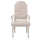 HomeRoots – Ensemble de deux chaises de salle à manger avec accoudoirs, en tissu touffeté blanc antique et couleur champagne, et bois massif