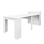 Table à manger extensible moderne en noyer avec espace de rangement, montage facile, design rectangulaire.