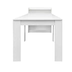 Table à manger extensible moderne en noyer avec espace de rangement, montage facile, design rectangulaire.