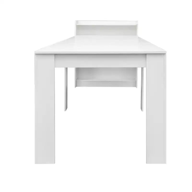 Table à manger extensible moderne en noyer avec espace de rangement, montage facile, design rectangulaire.