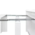 Table à manger extensible moderne en noyer avec espace de rangement, montage facile, design rectangulaire.