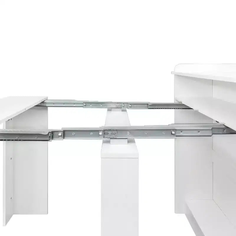 Table à manger extensible moderne en noyer avec espace de rangement, montage facile, design rectangulaire.