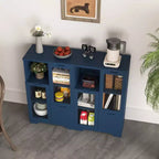 CLIHOME Armoire de rangement peinte à 2 portes avec portes vitrées et tiroir, espace de rangement ouvert