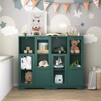 CLIHOME Armoire de rangement peinte à 2 portes avec portes vitrées et tiroir, espace de rangement ouvert