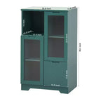 CLIHOME Armoire de rangement peinte à 2 portes avec portes vitrées et tiroir, espace de rangement ouvert