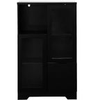 CLIHOME Armoire de rangement peinte à 2 portes avec portes vitrées et tiroir, espace de rangement ouvert