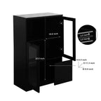 CLIHOME Armoire de rangement peinte à 2 portes avec portes vitrées et tiroir, espace de rangement ouvert