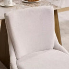 MAYEERTY Chaises de salle à manger modernes - Coussin en chenille double couche, pieds incurvés en bois massif, dossier mi-hauteur, lot de 2