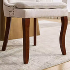 MAYEERTY Chaises de salle à manger modernes - Coussin en chenille double couche, pieds incurvés en bois massif, dossier mi-hauteur, lot de 2