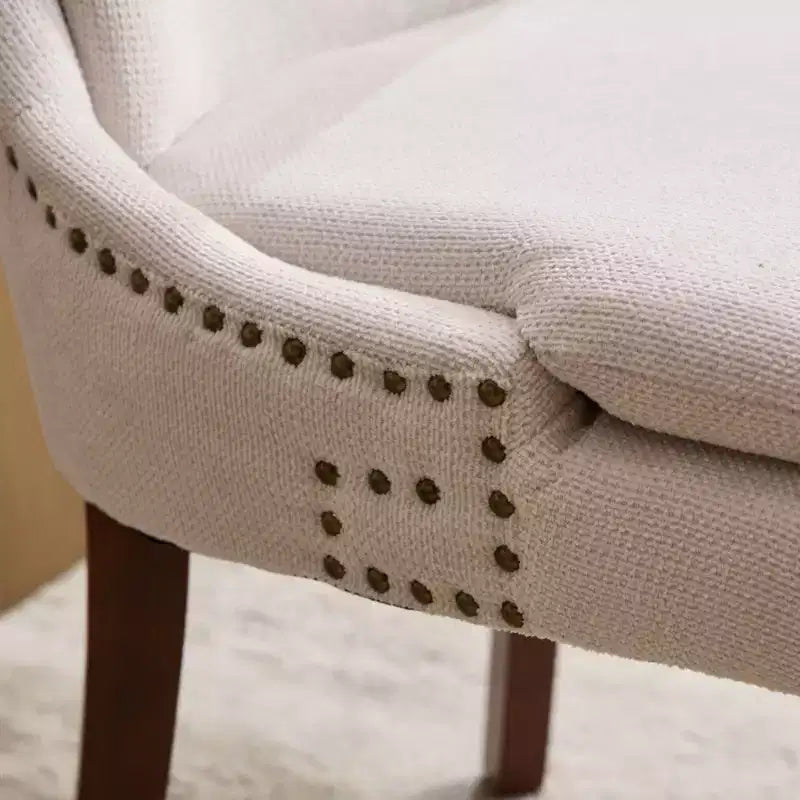 MAYEERTY Chaises de salle à manger modernes - Coussin en chenille double couche, pieds incurvés en bois massif, dossier mi-hauteur, lot de 2
