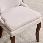 MAYEERTY Chaises de salle à manger modernes - Coussin en chenille double couche, pieds incurvés en bois massif, dossier mi-hauteur, lot de 2