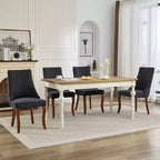 MAYEERTY Chaises de salle à manger modernes - Coussin en chenille double couche, pieds incurvés en bois massif, dossier mi-hauteur, lot de 2