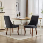 MAYEERTY Chaises de salle à manger modernes - Coussin en chenille double couche, pieds incurvés en bois massif, dossier mi-hauteur, lot de 2