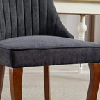 MAYEERTY Chaises de salle à manger modernes - Coussin en chenille double couche, pieds incurvés en bois massif, dossier mi-hauteur, lot de 2