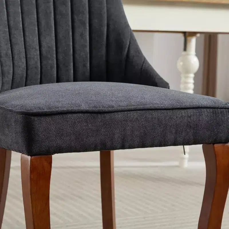 MAYEERTY Chaises de salle à manger modernes - Coussin en chenille double couche, pieds incurvés en bois massif, dossier mi-hauteur, lot de 2