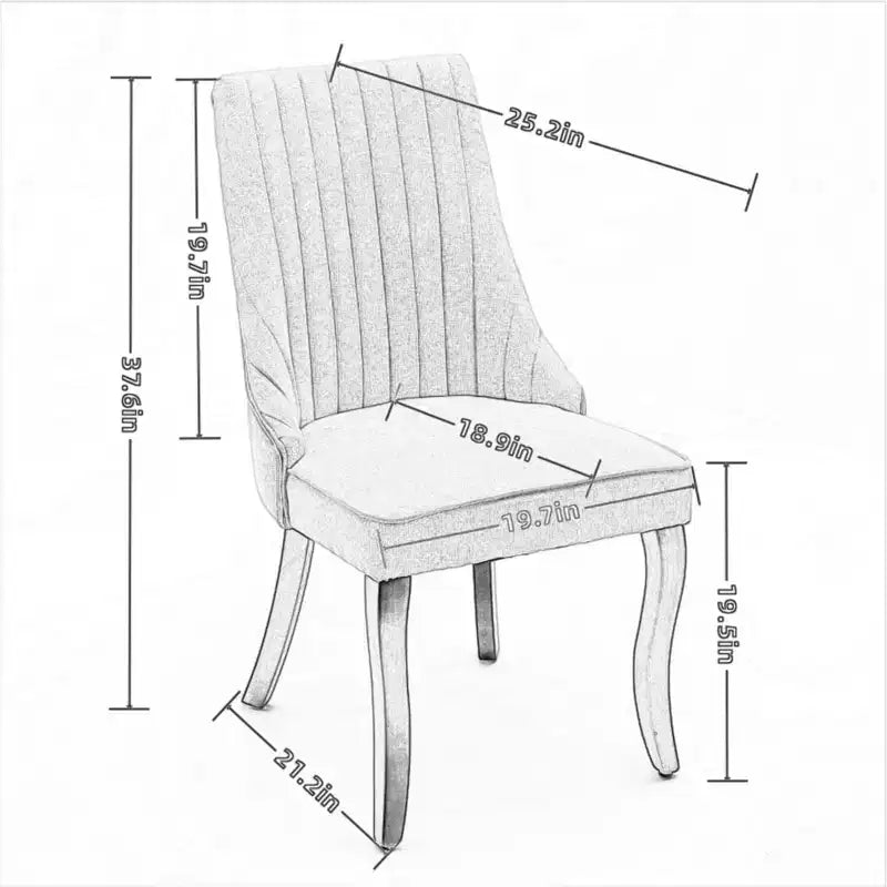 MAYEERTY Chaises de salle à manger modernes - Coussin en chenille double couche, pieds incurvés en bois massif, dossier mi-hauteur, lot de 2