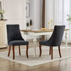 MAYEERTY Chaises de salle à manger modernes - Coussin en chenille double couche, pieds incurvés en bois massif, dossier mi-hauteur, lot de 2