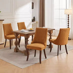 MAYEERTY Chaises de salle à manger modernes - Coussin en chenille double couche, pieds incurvés en bois massif, dossier mi-hauteur, lot de 2