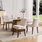 MAYEERTY Chaises de salle à manger modernes - Coussin en chenille double couche, pieds incurvés en bois massif, dossier mi-hauteur, lot de 2