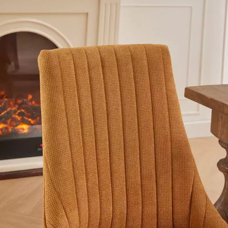 MAYEERTY Chaises de salle à manger modernes - Coussin en chenille double couche, pieds incurvés en bois massif, dossier mi-hauteur, lot de 2