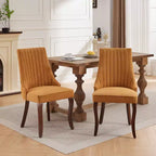 MAYEERTY Chaises de salle à manger modernes - Coussin en chenille double couche, pieds incurvés en bois massif, dossier mi-hauteur, lot de 2