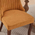 MAYEERTY Chaises de salle à manger modernes - Coussin en chenille double couche, pieds incurvés en bois massif, dossier mi-hauteur, lot de 2