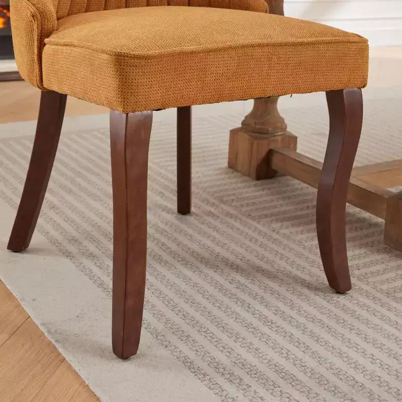 MAYEERTY Chaises de salle à manger modernes - Coussin en chenille double couche, pieds incurvés en bois massif, dossier mi-hauteur, lot de 2